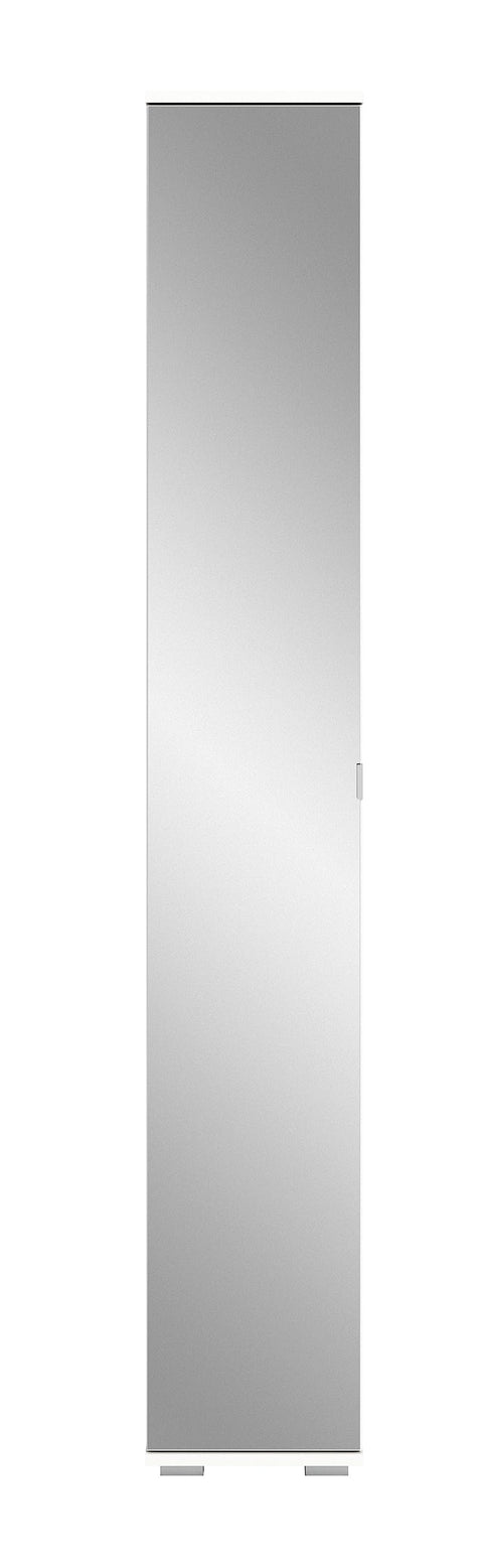 Rootz White Mirror Cabinet - Wardrobe - High-Gloss Body - Modern Design - 30cm x 191cm x 37cm