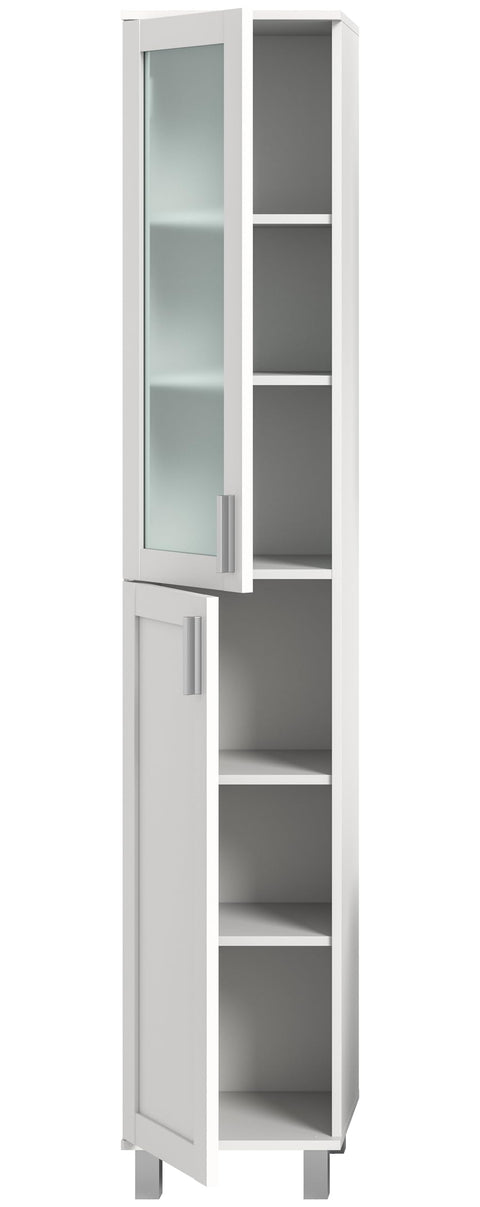 Rootz Tall Bathroom Cabinet - White - Glossy White - Storage Unit - Timeless Design - 35cm x 189cm x 35cm