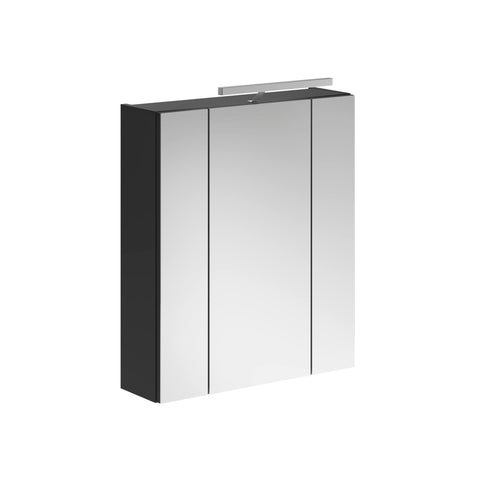 Rootz Linus Mirror Cabinet with Lighting - Black Bathroom Cabinet - Vanity Storage - 60cm x 70cm x 18cm