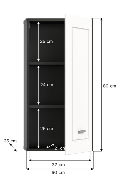 Rootz Wall Cabinet - Bathroom Storage - Wood Material - Gray Finish - 40cm x 82cm x 25cm - FSC Certified - Sustainable Design