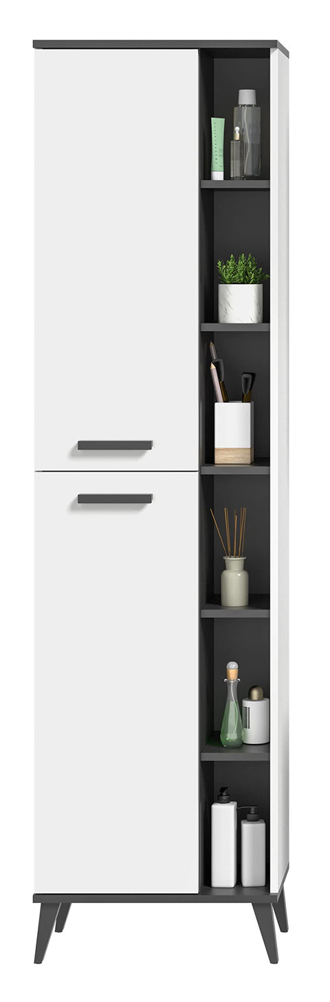 Rootz Wooden Rocket Tall Cabinet - White Replica - Anthracite Gray Replica - Sustainable - 50cm x 188cm x 31cm
