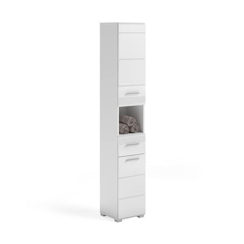Rootz LINUS Bathroom Furniture Set - Vanity Set - Wooden Bathroom Storage Unit - White Finish - Eco-Friendly - 60cm x 45cm x 180cm