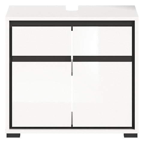 Rootz Bathroom Washbasin Cabinet - Vanity Unit - Storage Organizer - White Gloss - 60cm x 55cm x 34cm