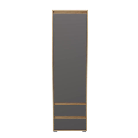 Rootz Torino Wardrobe - Closet Organizer - Dresser - Wood Material - Grey & Oak Finish - Space-saving - FSC Certified - 54cm x 190cm x 35cm