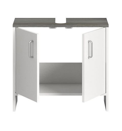 Rootz Los Angeles Washbasin Cabinet - White Bathroom Furniture - Wooden Material - Space Saving - Approx. 60x55x28 cm