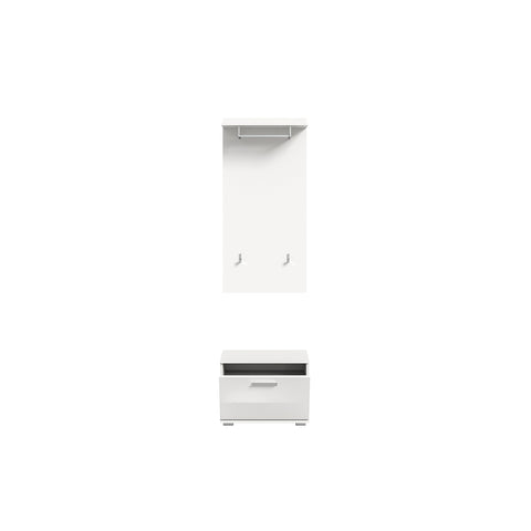 Rootz Combinable Wardrobe Furniture - White - 2-Piece Set - Bench & Wall Panel - Timeless Design - Modular - Sustainable - 55cm x 191cm x 37cm