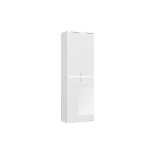 Rootz High-Gloss White Wardrobe - Tall Cabinet - Wood Material - Premium Finish - 61cm x 193cm x 34cm