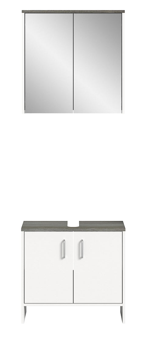 Rootz Wooden Bathroom Furniture Set - White Vanity Set - Solid Wood Material - System Los Angeles - Timeless Design - FSC Certified - 150cm x 50cm x 60cm