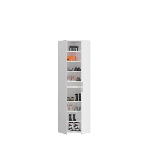 Rootz High-Gloss White Wardrobe - Tall Cabinet - Wood Material - Premium Finish - 61cm x 193cm x 34cm
