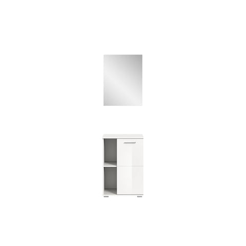 Rootz Combinable Wardrobe Furniture Set - White Wardrobe - Shoe Rack - Small Mirror - Timeless Design - 55cm x 191cm x 37cm