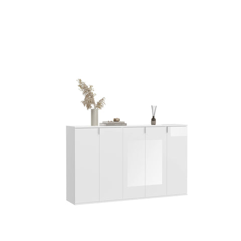 Rootz Systematic Wardrobe - Wood Material - High-Gloss White - Shoe Rack - Bag Rack - 152cm x 99cm