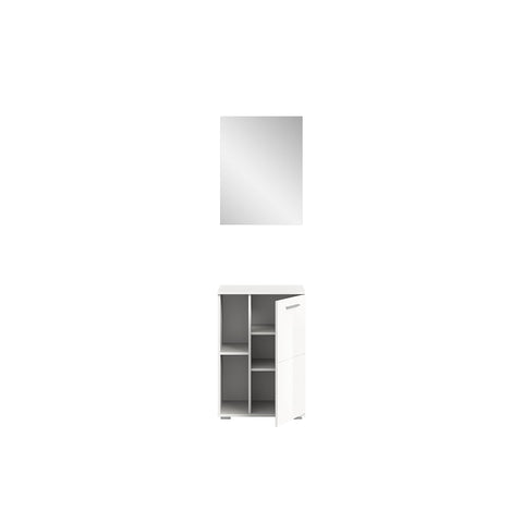 Rootz Combinable Wardrobe Furniture Set - White Wardrobe - Shoe Rack - Small Mirror - Timeless Design - 55cm x 191cm x 37cm