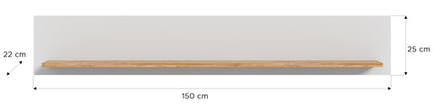 Rootz Wall Shelf - Wood - Gray - Wall Rack - Oak - Timeless Design - 150cm x 25cm x 22cm