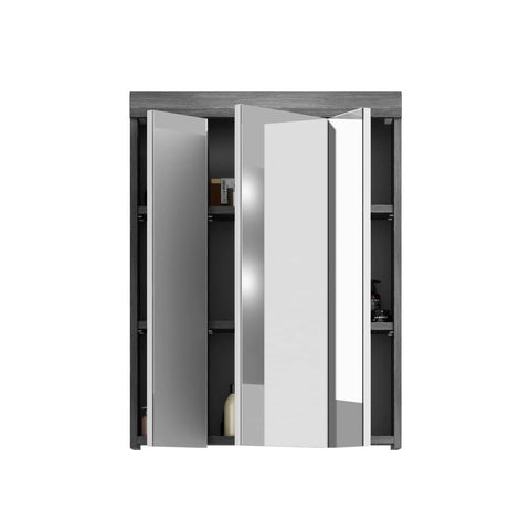 Rootz Scout Mirror Cabinet - Bathroom Cabinet - Vanity Unit - Wood Material - Smoke Silver Body - 60cm x 79cm x 18cm