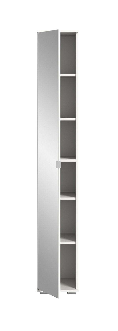 Rootz White Mirror Cabinet - Wardrobe - High-Gloss Body - Modern Design - 30cm x 191cm x 37cm