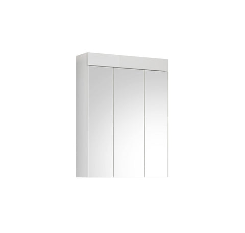 Rootz Snow 3-Door Bathroom Mirror Cabinet - White Wood Furniture - Wall Mounted - 6 Shelves - FSC Certified - 60cm x 71cm x 18cm