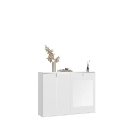 Rootz Wood Material High-Gloss White Shoe Chests - Entryway Furniture - Hallway Wardrobe - Sustainable Production - 122cm x 99cm