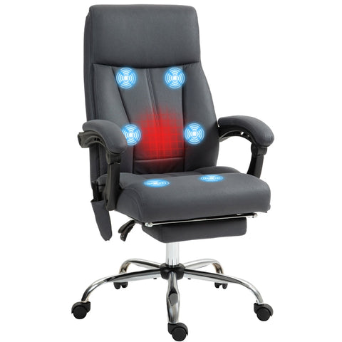 Rootz Massage Office Chair - Computer Chair with Lumbar Heating - Recliner Chair - Microfiber Fabric - 65cm x 74cm x 119cm