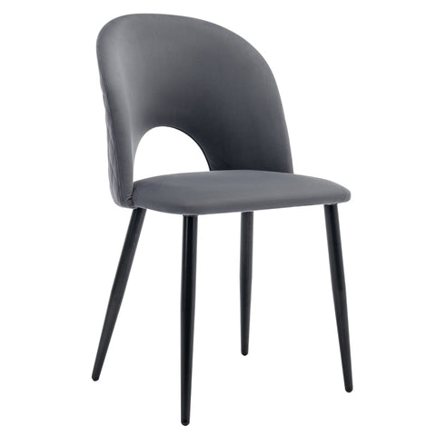 Rootz Gray Velvet Dining Chair - Elegant Seating - Sturdy Dining Chair - Comfort & Durability - 47L x 44W x 84H cm