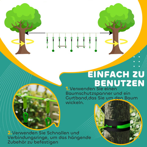 Rootz 3 Zipline Kits - Children's Cable Car Set - Adventure Kit - Strength & Coordination Boost - Fir Wood, Plastic - 1000L x 5B x 0.18T cm