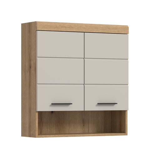 Rootz Wall Cabinet - Storage Unit - Bathroom Organizer - Durable MDF - 74x79x24 cm - Brown & WhiteFinish