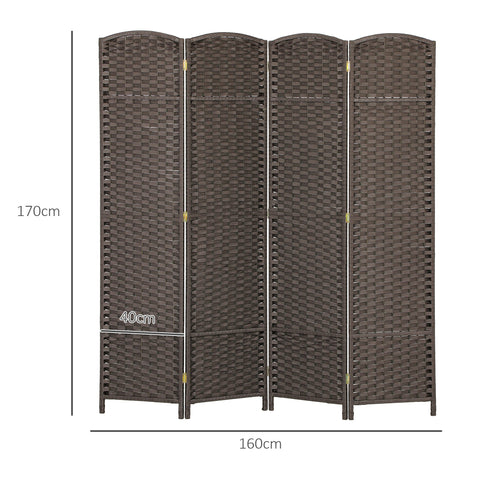 Rootz 4 Panel Foldable Paravent - Room Divider - Privacy Screen - Durable & Stable - 160cm x 1.6cm x 170cm