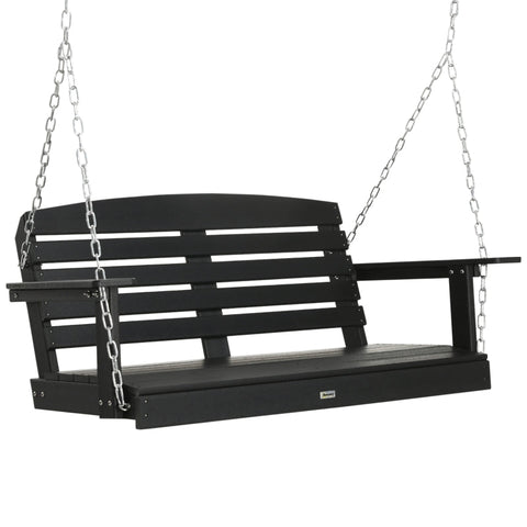 Rootz Swing Bench for Two - Garden Swing - Outdoor Bench - Height Adjustable - Holds Up to 240 kg - 127cm x 75cm x 61cm - Black HDPE