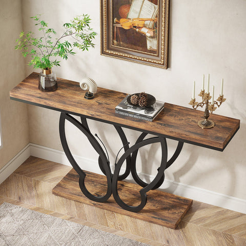 Rootz Console Table - Hallway Table - Entryway Table - Durable Wood/Metal Frame - 140cm x 30cm  x 80cm