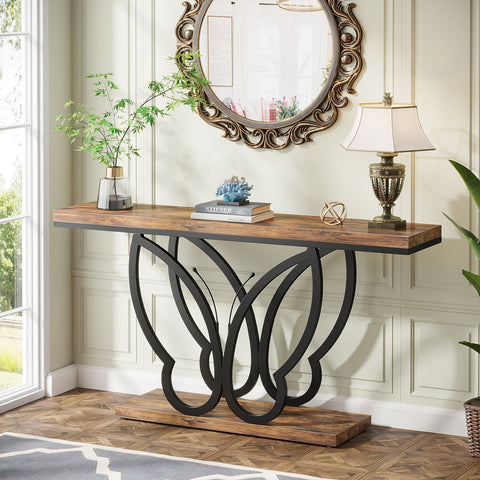 Rootz Console Table - Hallway Table - Entryway Table - Durable Wood/Metal Frame - 140cm x 30cm  x 80cm
