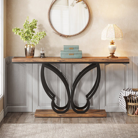 Rootz Console Table - Hallway Table - Entryway Table - Durable Wood/Metal Frame - 140cm x 30cm  x 80cm