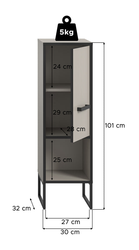 Rootz Freestanding Cabinet - Storage Cupboard - Space-Saving Organizer - Easy-Care Surface - 30 x 101 x 32 cm