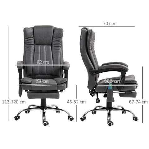 Rootz Massage Office Chair - High Back Computer Chair - Heated - Vibration Massage - 360° Swivel - 62cm x 70cm x 113-120cm