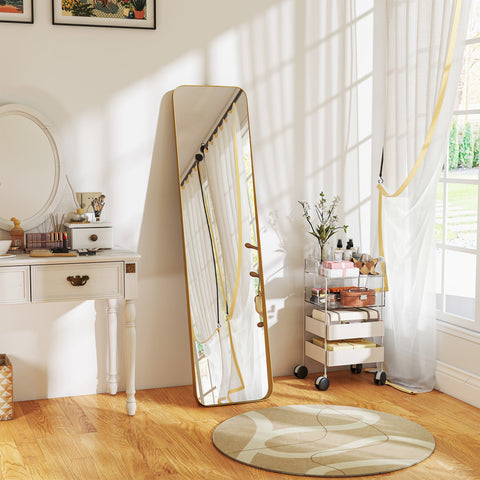 Rootz Full Body Mirror - Freestanding & Tiltable - Metal Frame - Elegant Gold Finish - 160 x 40 cm - Ideal for Hallways and Bedrooms