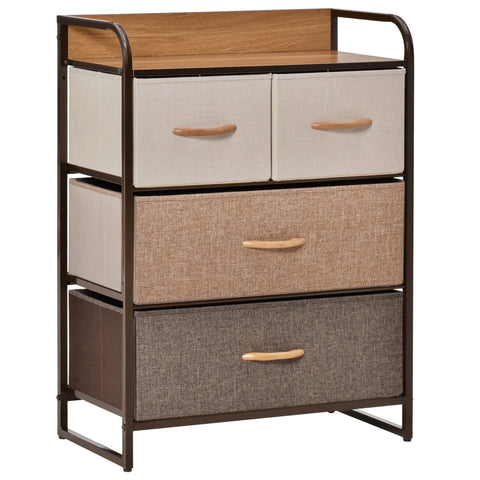 Rootz Storage Cabinet Chest of Drawers - Dresser - Fabric Drawers - Durable Storage Solution - 58cm x 29cm x 78.5cm