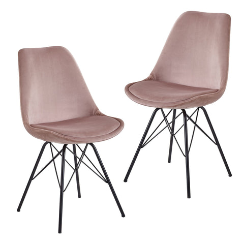 Rootz 2 Piece Set Dining Chairs - Kitchen Chairs - Velvet Upholstery - Sturdy Metal Legs - 48cm x 86cm x 58cm