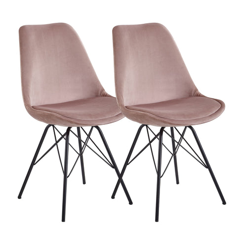 Rootz 2 Piece Set Dining Chairs - Kitchen Chairs - Velvet Upholstery - Sturdy Metal Legs - 48cm x 86cm x 58cm