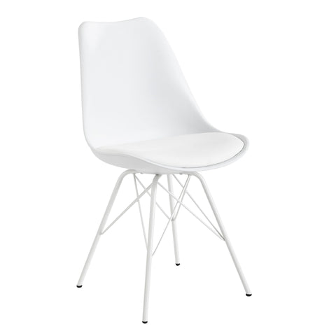 Rootz Set van 2 eetkamerstoelen - Witte keukenstoelen - Kunstleer gestoffeerde stoelen - Comfortabel en duurzaam - Krasbestendige poten - Eenvoudige montage - 48 cm x 58 cm x 86 cm