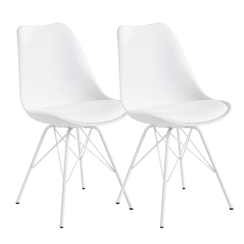 Rootz Set van 2 eetkamerstoelen - Witte keukenstoelen - Kunstleer gestoffeerde stoelen - Comfortabel en duurzaam - Krasbestendige poten - Eenvoudige montage - 48 cm x 58 cm x 86 cm