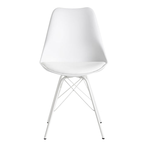 Rootz Set van 2 eetkamerstoelen - Witte keukenstoelen - Kunstleer gestoffeerde stoelen - Comfortabel en duurzaam - Krasbestendige poten - Eenvoudige montage - 48 cm x 58 cm x 86 cm