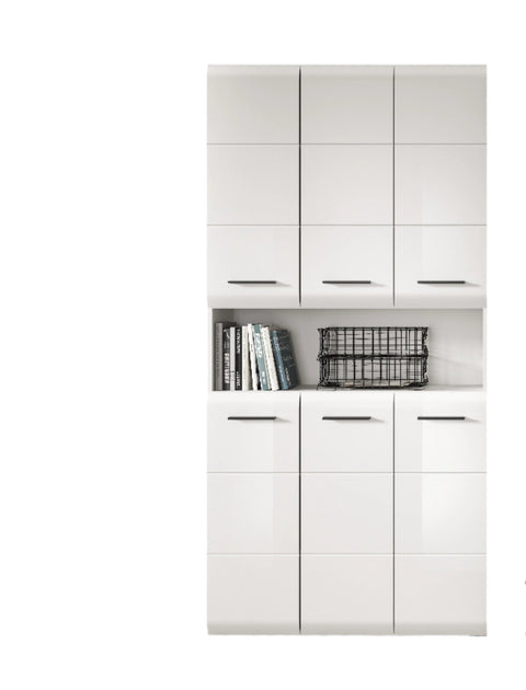 Rootz Bathroom Cabinet - Storage Cabinet - White Gloss Cabinet - Maximizes Storage - 90 x 185 x 30 cm