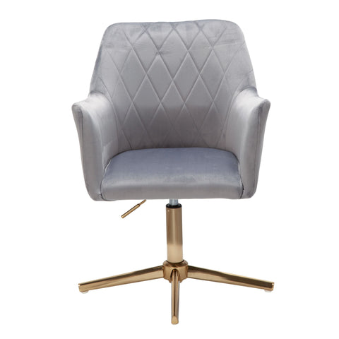 Rootz Swivel Chair - Desk Chair - Velvet Upholstery - Padded Armrests - 360° Rotation - Gold Base Frame - 80-97cm x 55cm x 55cm
