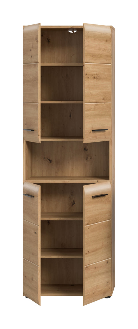 Rootz Tall Cabinet - Storage Unit - Bathroom Organizer - High-Quality MDF - 60x185x30 cm - Brown Finish
