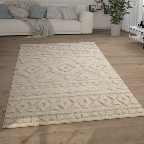 Soft High-Pile Rug – Modern Scandinavian & Geometric Pattern – Durable Polypropylene – Silky Soft Touch – Minimalist & Elegant Design