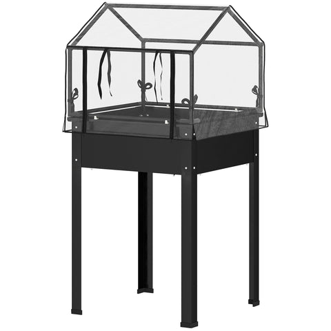 Rootz Raised Bed with Greenhouse Roof - Elevated Planter - Gardening Box - Weed & Pest Protection - 60 x 60 x 120 cm