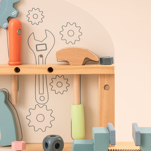 Rootz Toy Workbench Tool Bench Set for Kids - Children's Tool Set - Wooden Play Tools - Safe Material - Stimulate Imagination - Perfect Gifts - 61 x 30,5 x 76 cm