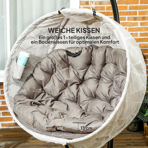 Rootz Egg Shaped Hanging Chair - Rocking Chair - Foldable Garden Chair - With Cup Holder - 114cm x 106cm x 178cm