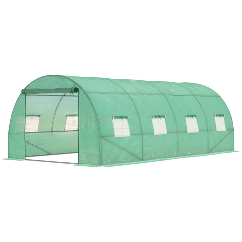 Rootz Film Greenhouse - Walk-in Greenhouse - Polytunnel - Weather Protection - 590cm x 300cm x 200cm - Galvanized Steel Frame