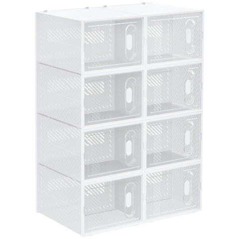 Rootz 8 Piece Shoe Rack - Stackable Shoe Boxes - Modular Shoe Organizer - Dust Protection - 28 x 36 x 21cm