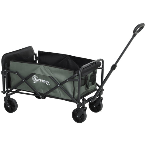Rootz Foldable Garden Car - Transport Wagon - Beach Cart - 90kg Capacity - 114cm x 46cm x 65-92cm