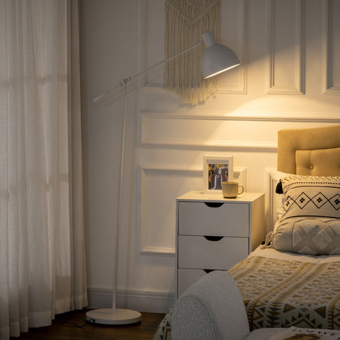 Rootz Industrial Standing Lamp - Floor Lamp - Adjustable Lighting - Enhances Ambiance - 30cm x 30cm x 131-155cm, White